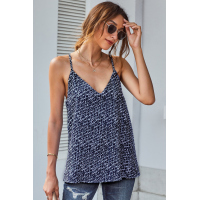 Blue Printed Racerback Tank Top