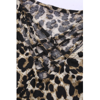 Leopard Hollow-out Neck Tee with Knot Hem