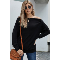 Black Ribbed Zip Knit Top