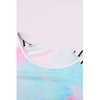 Sequin Pocket Tie-dye Panel Striped Sleeve Top