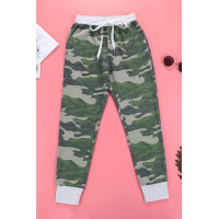 Green Camo Print Knit Sport Pants