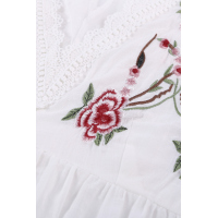 White Embroidered Crochet Babydoll Tank