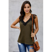 Green One More Night Lace Cami Tank