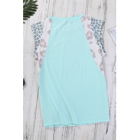 Mint Leopard Cap Sleeve Casual Top