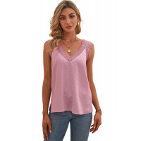 Pink Eyelash V Neck Cami Tank Top