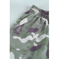 Green Elastic Waist Neon Camo Joggers