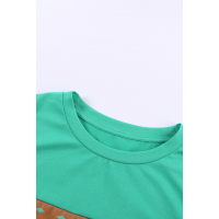 Tie-dye Buckstitch Green Color-block T-shirt