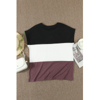 Colorblock Pocketed Cap Sleeve Top