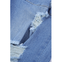 Sky Blue Pocketed Distressed Denim Joggers