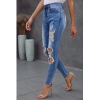 Medium Wash Distressed Skinny Jeans