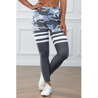 Gray Camo Print Striped Sport Pants