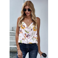 Floral Print Cowl Neck Spaghetti Straps Tank Top