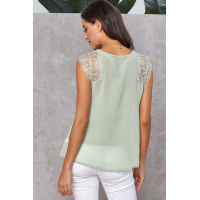 Green From A Dream Lace Tank Top with Vest