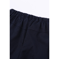 Blue Casual Drawstring Elastic Waist Pants with Pockets