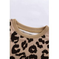 Crew Neck Leopard Print  Basic T-shirt