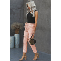 Pink Pocketed Denim Joggers