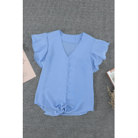 Sky Blue Forever Tonight Button Tie Top