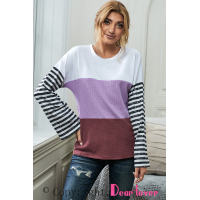 Relaxed Fit Colorblock Bell Sleeve Top