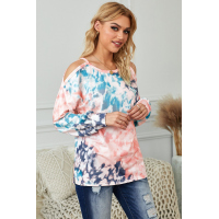 Waves Tie Dye Cold Shoulder Top