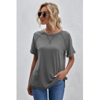 Gray Heathered Round Neck T-shirt