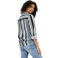 White Navy Striped Modern Women Shirt