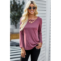 Crisscross V Neck Long Sleeve Top