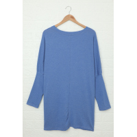 Sky Blue Longline Pocketed Top