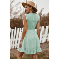 Green Pocketed Ruffle Babydoll Dress