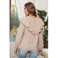 Apricot Ruffle Lantern Long Sleeve Top