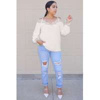 White Trixie Lace Cold Shoulder Blouse