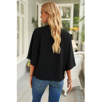 Black Draped Blouse