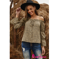 Frilled Off-the-shoulder Cheetah Blouse