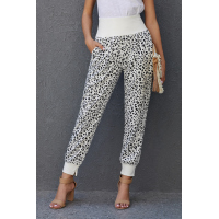 Leopard Pocket Casual Pants With Slit