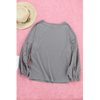 Gray Loose Casual Puffy Sleeve Top