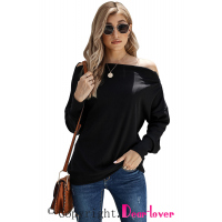 Black Ribbed Zip Knit Top