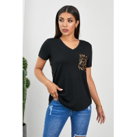 Leopard Printed Splicing T-Shirt