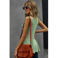 Green Flowy Scalloped Hemline Knit Tank Top