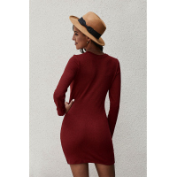 Red Long Sleeve Wrap Hem Mini Dress