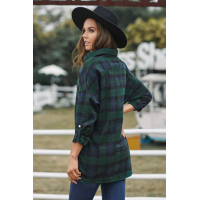 Green Loose Fit Boyfriend Style Plaid Shirt