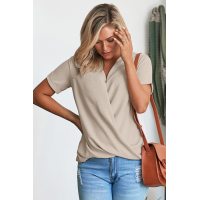 Apricot Crepe Drape Blouse