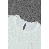 White Sleeveless Top with Lace Detail