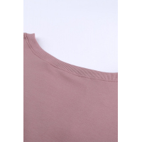 Pink Buttoned V Neck Cotton Loose Fit Top