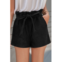 Black Cotton Blend Pocketed Knit Shorts