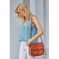 Sky Blue Spaghetti Strap Buttoned Tank Top