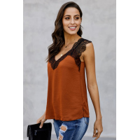 Orange One More Night Lace Cami Tank