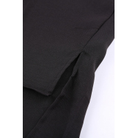 Black V Neck 3/4 Sleeve High Low Hem Shirt