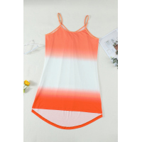 Orange Ombre Tie-dye Sleeveless Flowy Dress