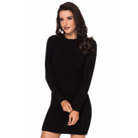 Black Slouchy Cable Sweater Dress