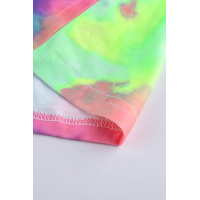 Green Tie-dye V Neck Long Sleeves Top