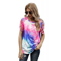 Blue Getting Ripped Raglan Sleeve Tie Dye T-shirt